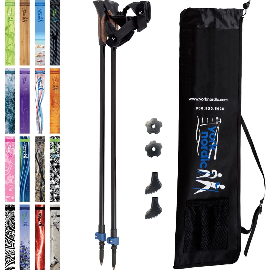 Nordic Walking Poles/Glove Grip/flip locks/detachable feet/travel bag/pair/Heights up to 6’2”