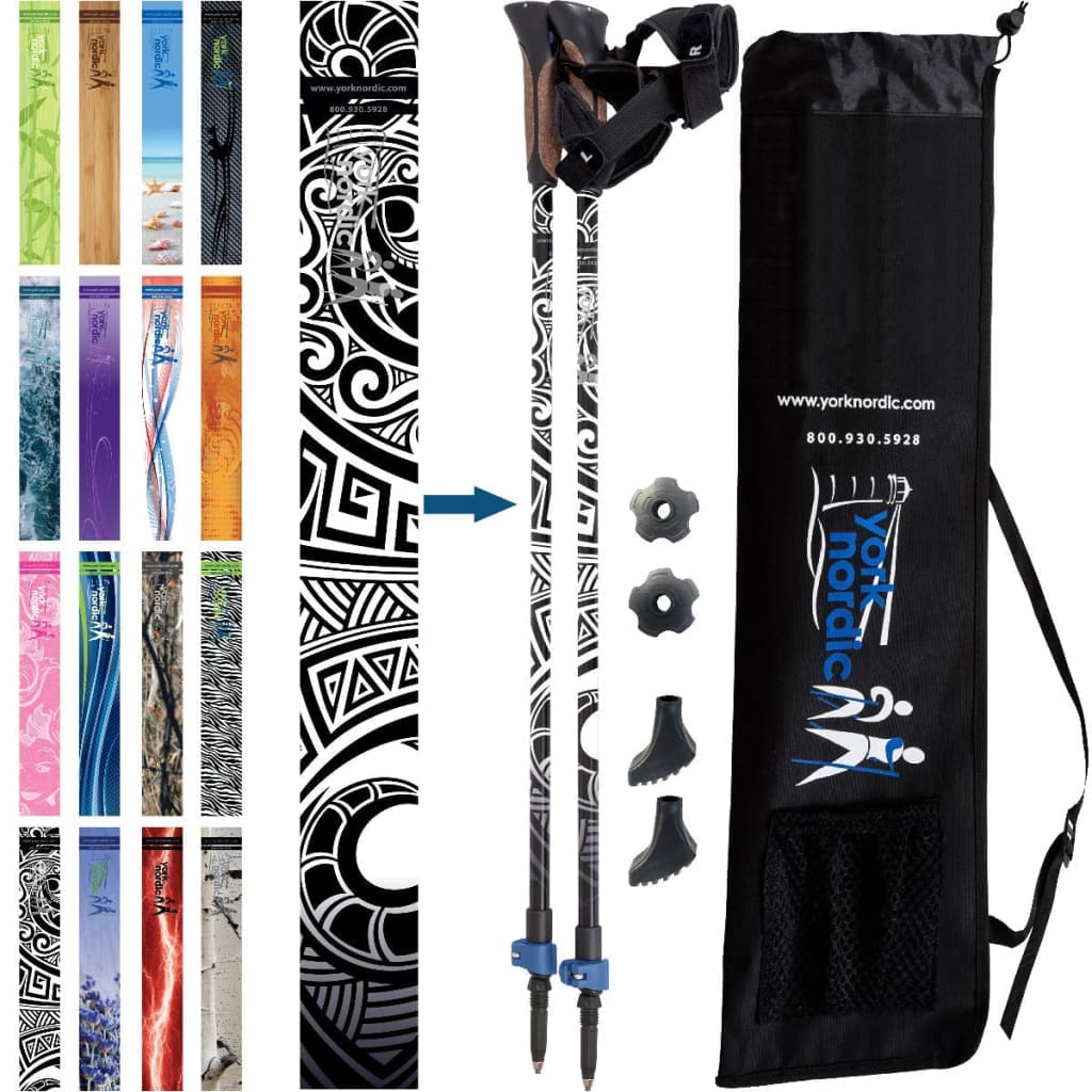 Nordic Walking Poles/Glove Grip/flip locks/detachable feet/travel bag/pair/Heights up to 6’2”