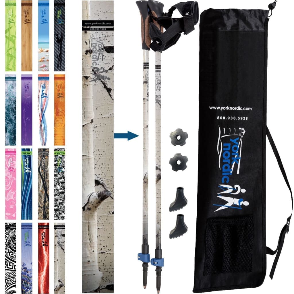 Nordic Walking Poles/Glove Grip/flip locks/detachable feet/travel bag/pair/Heights up to 6’2”