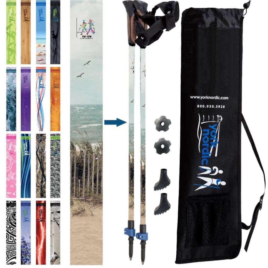 Nordic Walking Poles/Glove Grip/flip locks/detachable feet/travel bag/pair/Heights up to 6’2”