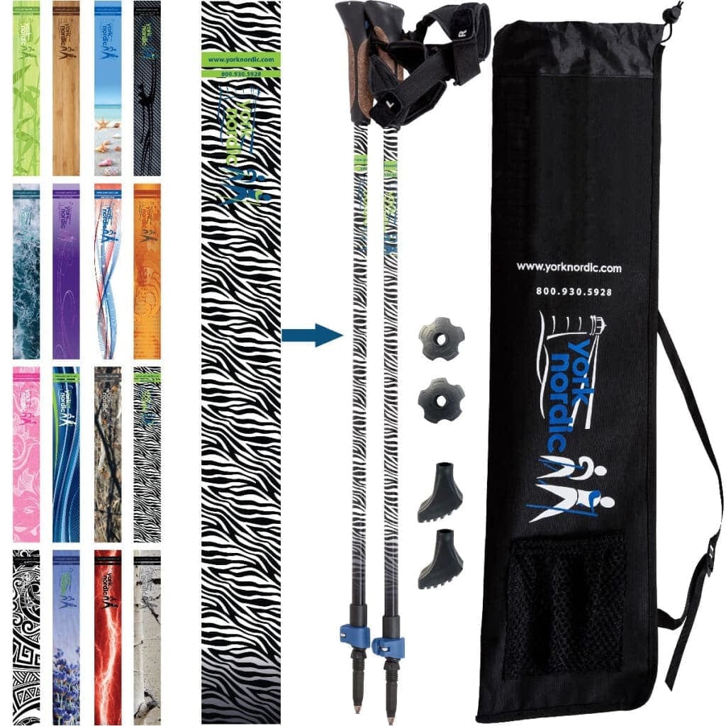 Nordic Walking Poles/Glove Grip/flip locks/detachable feet/travel bag/pair/Heights up to 6’2”