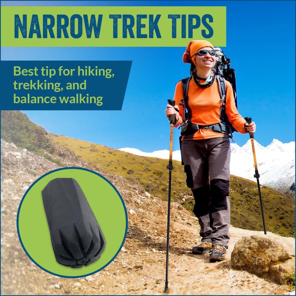 Extra Durable Rubber Replacement Narrow Profile Tips for Trekking Poles - Fits Most Poles.