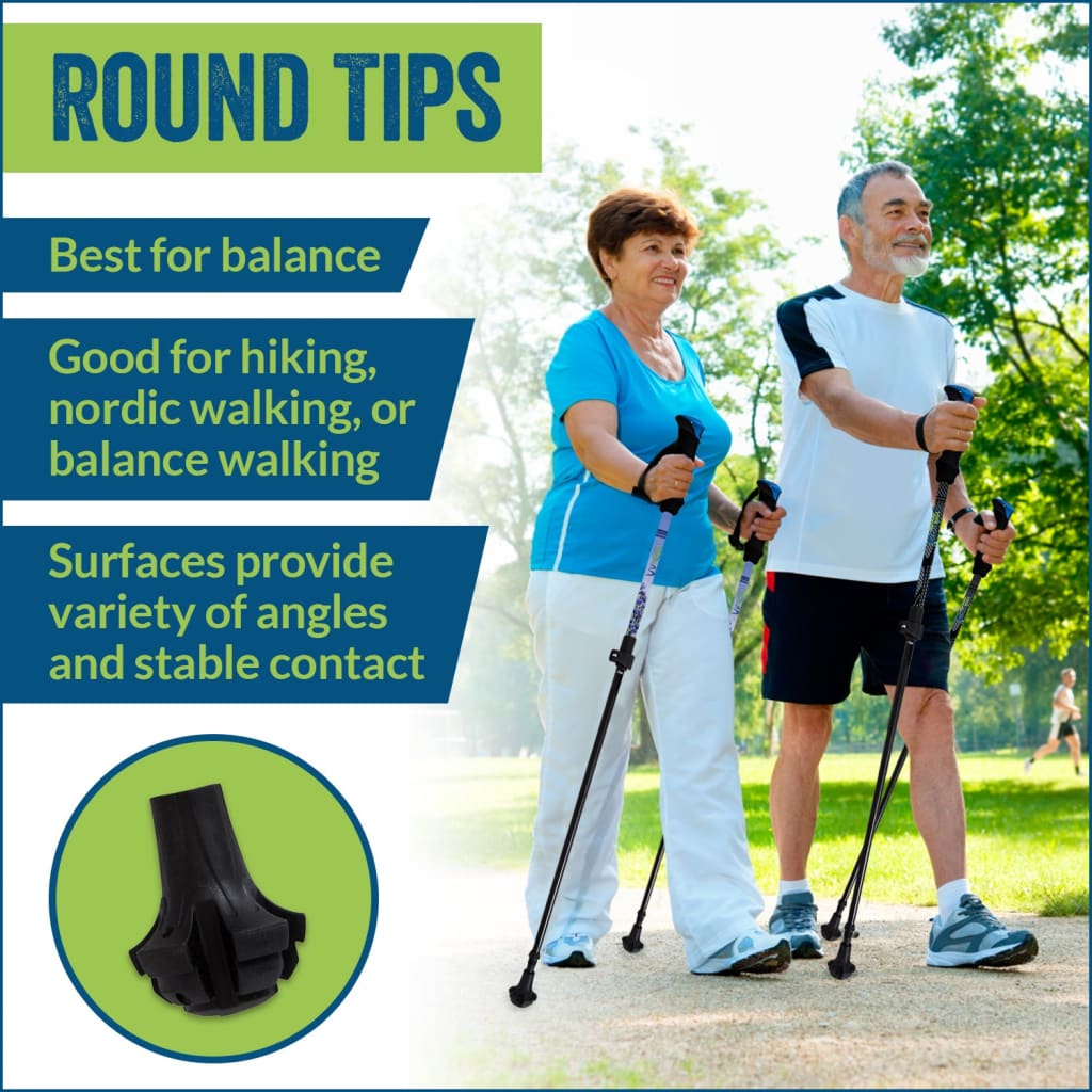 Extra Durable Rubber Replacement Tips for Trekking Poles - Fits Most Hiking Poles.