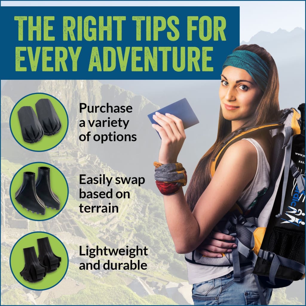 Extra Durable Rubber Replacement Tips for Trekking Poles - Fits Most Hiking Poles.
