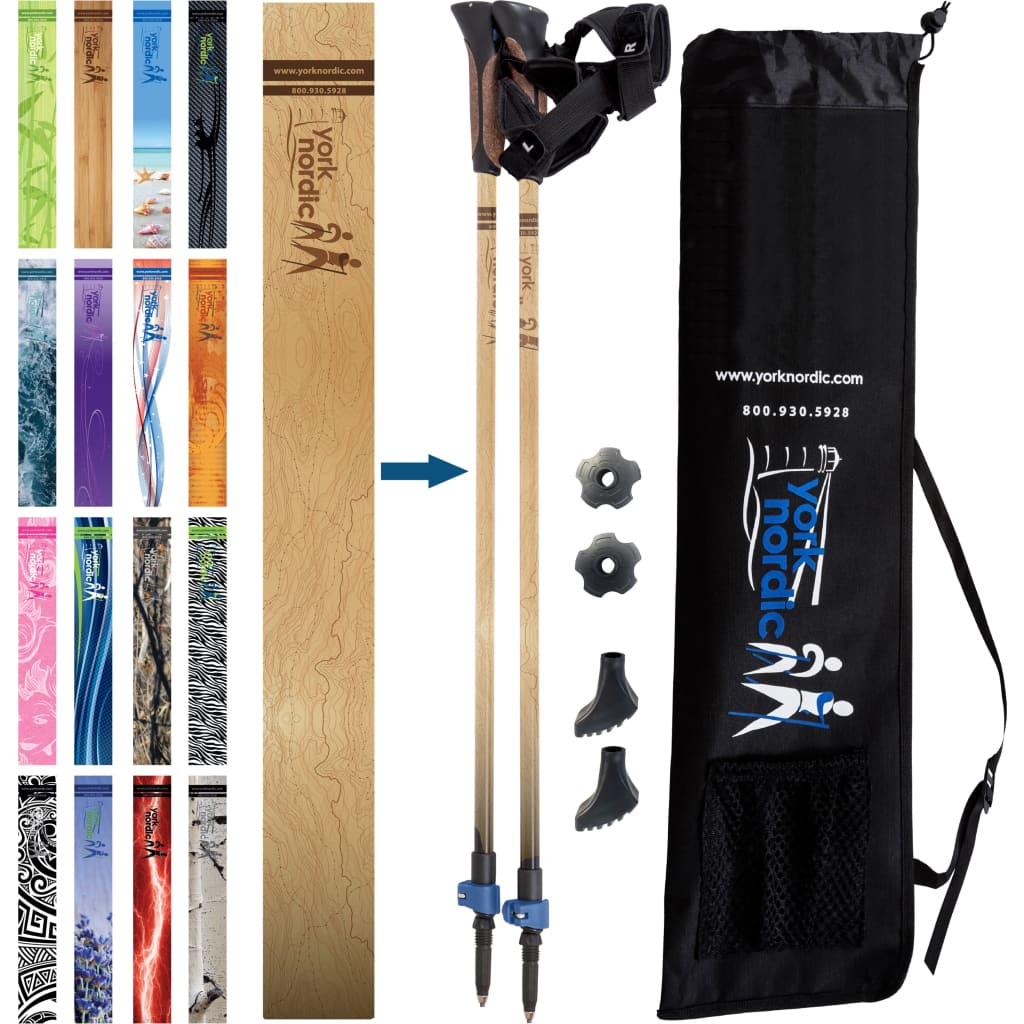 Nordic Walking Poles/Glove Grip/flip locks/detachable feet/travel bag/pair/Heights up to 6’2”