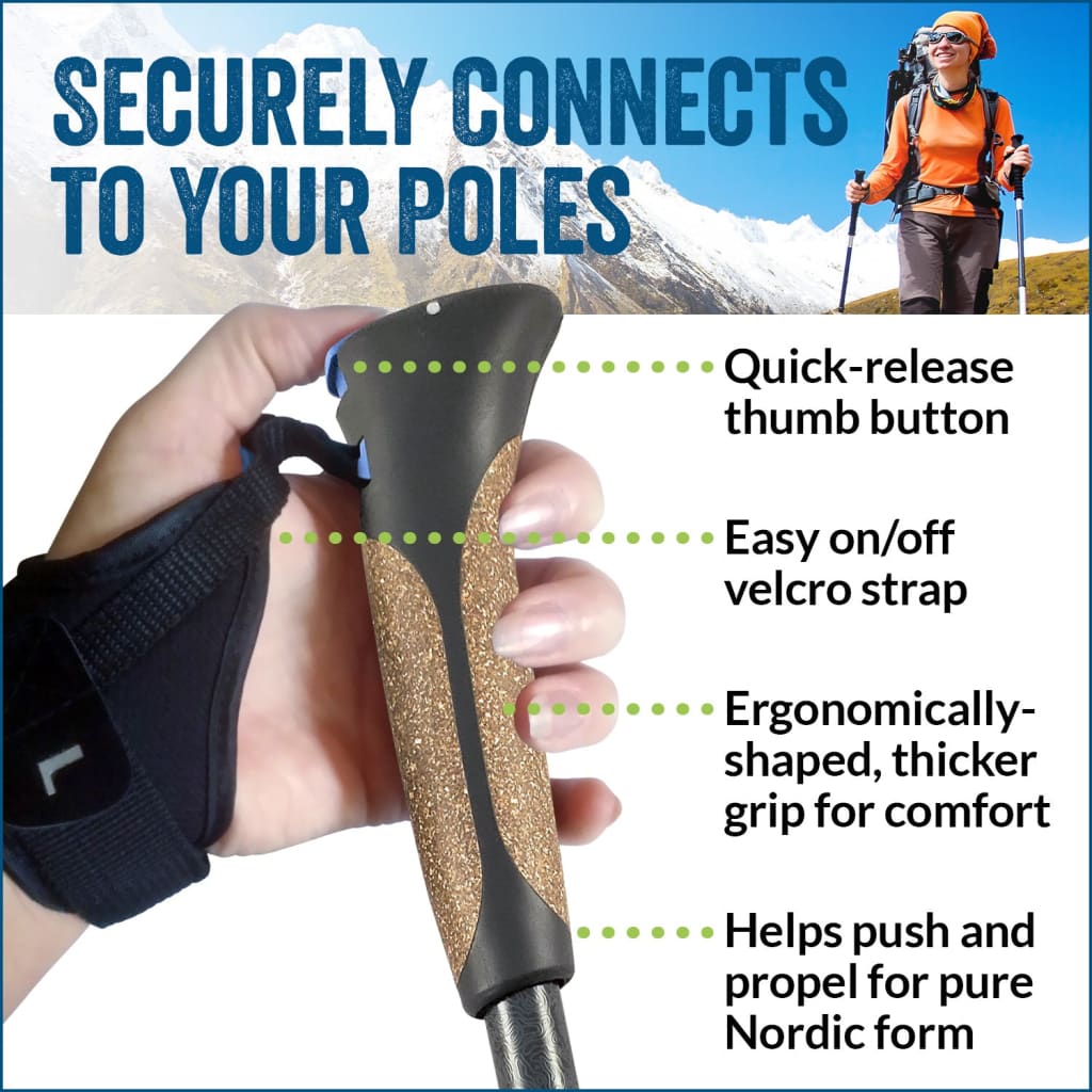 Nordic Walking Poles/Glove Grip/flip locks/detachable feet/travel bag/pair/Heights up to 6’2”